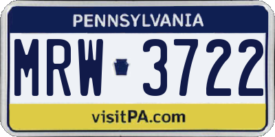 PA license plate MRW3722