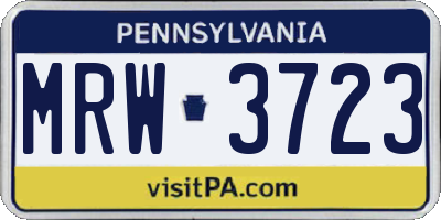 PA license plate MRW3723