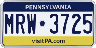 PA license plate MRW3725