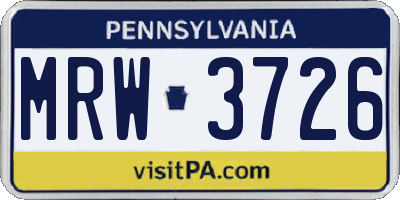 PA license plate MRW3726