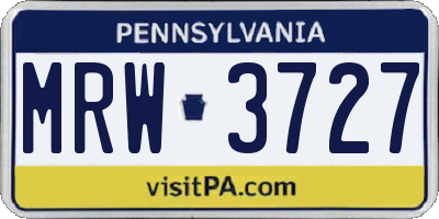 PA license plate MRW3727
