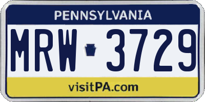 PA license plate MRW3729
