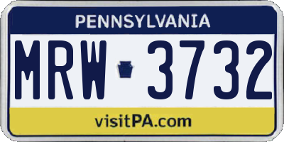 PA license plate MRW3732