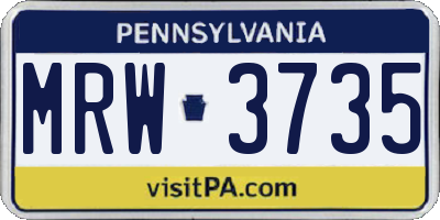 PA license plate MRW3735