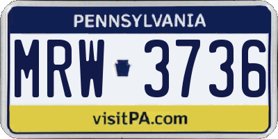 PA license plate MRW3736