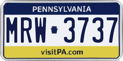 PA license plate MRW3737