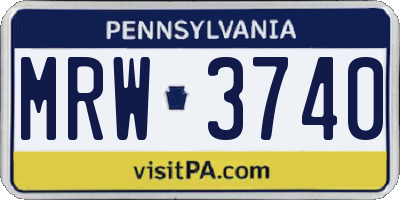 PA license plate MRW3740
