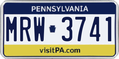 PA license plate MRW3741