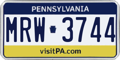 PA license plate MRW3744