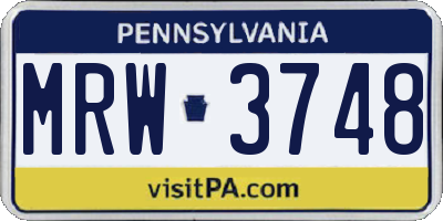PA license plate MRW3748