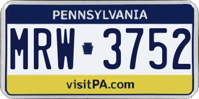 PA license plate MRW3752