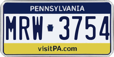 PA license plate MRW3754