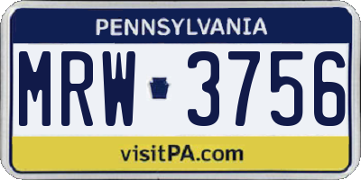 PA license plate MRW3756
