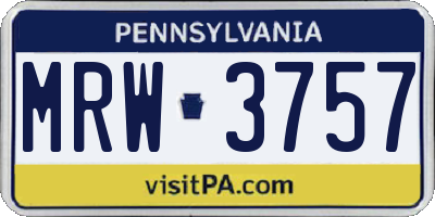 PA license plate MRW3757