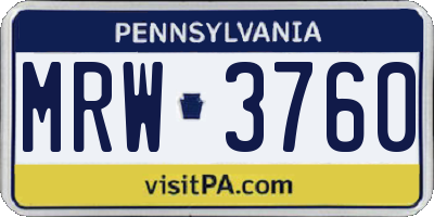 PA license plate MRW3760