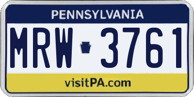 PA license plate MRW3761