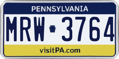 PA license plate MRW3764