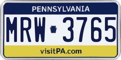 PA license plate MRW3765