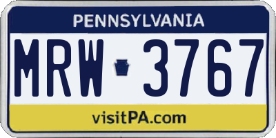 PA license plate MRW3767