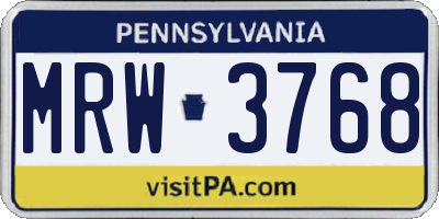PA license plate MRW3768