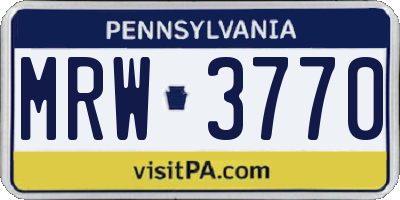 PA license plate MRW3770