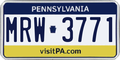 PA license plate MRW3771