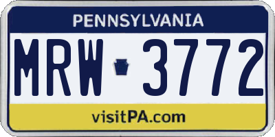 PA license plate MRW3772