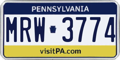 PA license plate MRW3774
