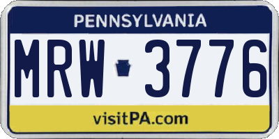 PA license plate MRW3776