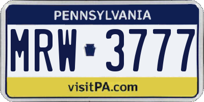 PA license plate MRW3777