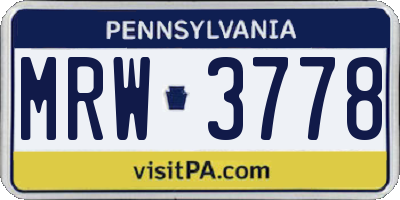 PA license plate MRW3778