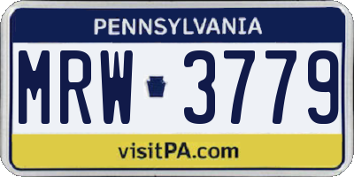 PA license plate MRW3779