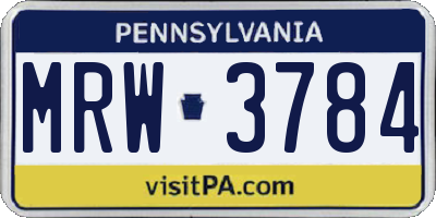 PA license plate MRW3784