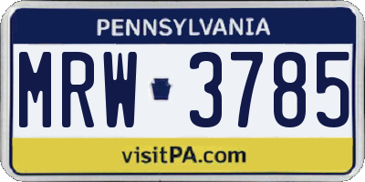 PA license plate MRW3785
