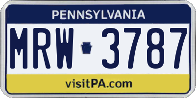 PA license plate MRW3787