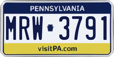 PA license plate MRW3791