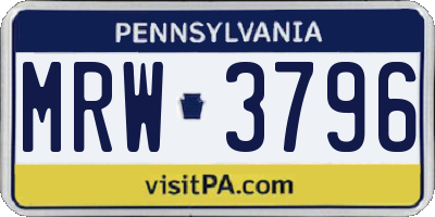 PA license plate MRW3796
