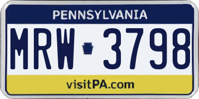 PA license plate MRW3798