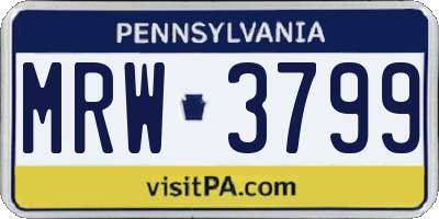 PA license plate MRW3799