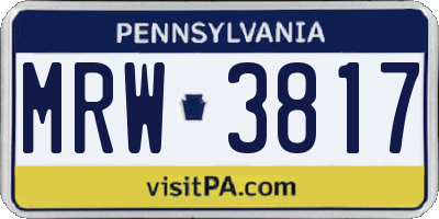 PA license plate MRW3817
