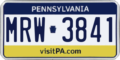 PA license plate MRW3841