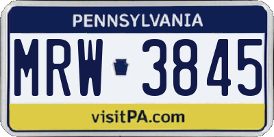 PA license plate MRW3845