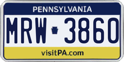 PA license plate MRW3860