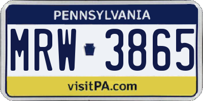 PA license plate MRW3865
