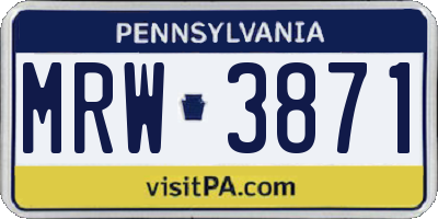 PA license plate MRW3871