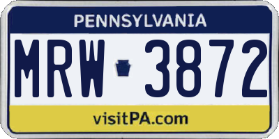 PA license plate MRW3872