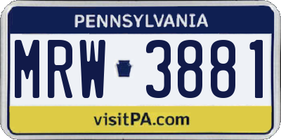 PA license plate MRW3881