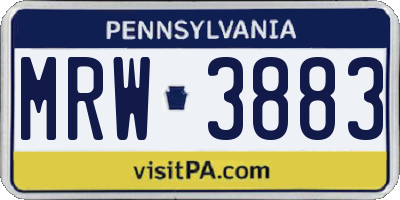 PA license plate MRW3883