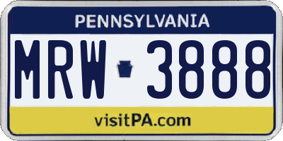 PA license plate MRW3888