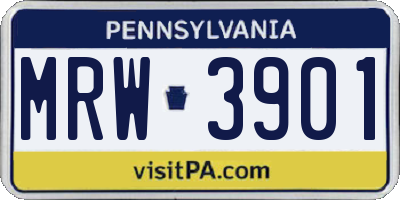 PA license plate MRW3901